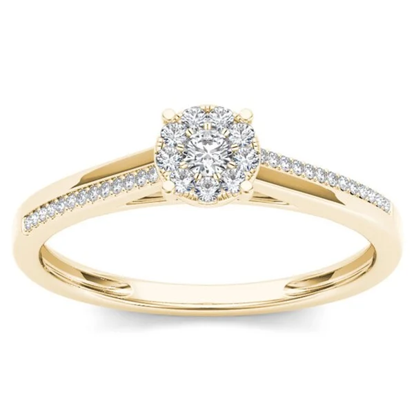 De Couer 10k Yellow Gold 1/6ct TDW Diamond Composite Engagement Ring