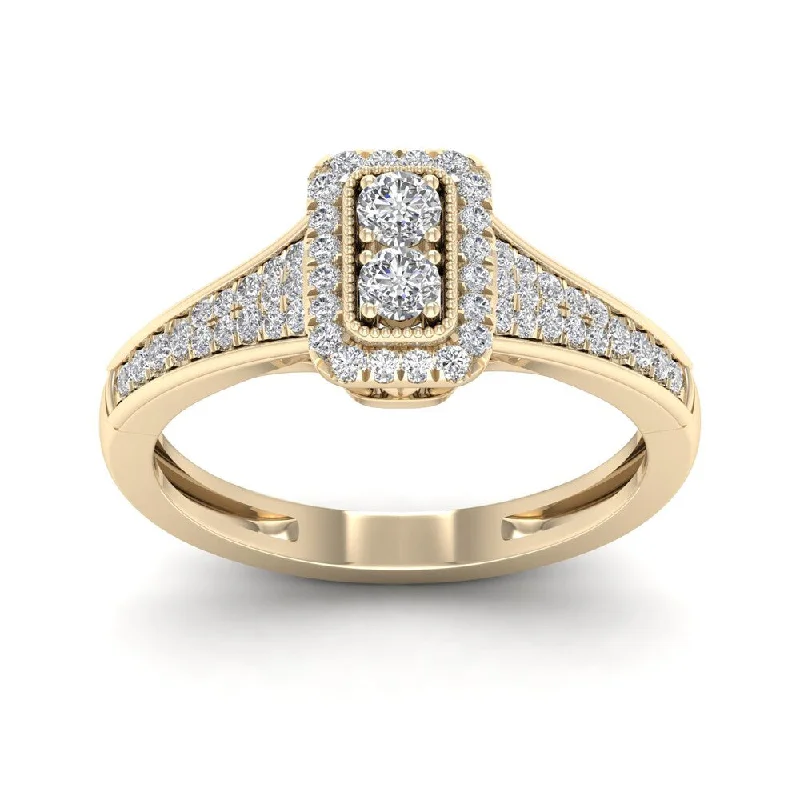 De Couer IGI Certified 1/3ct TDW Diamond Rectangle Shape Engagement Ring - Yellow