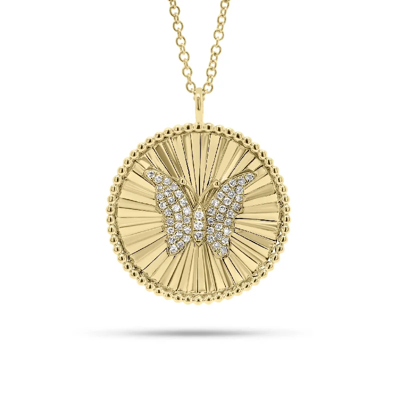 Diamond Butterfly Disc Pendant