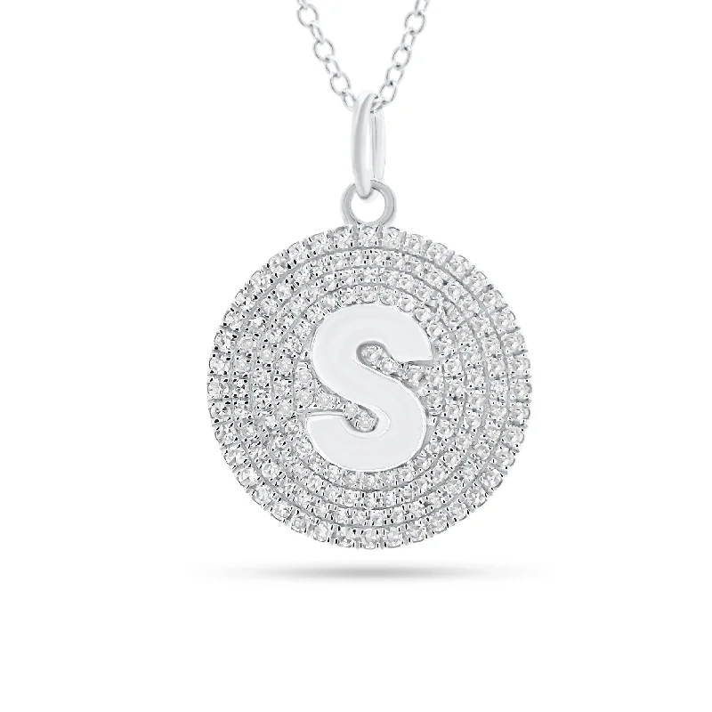 Pave Diamond Initial Disc Pendant