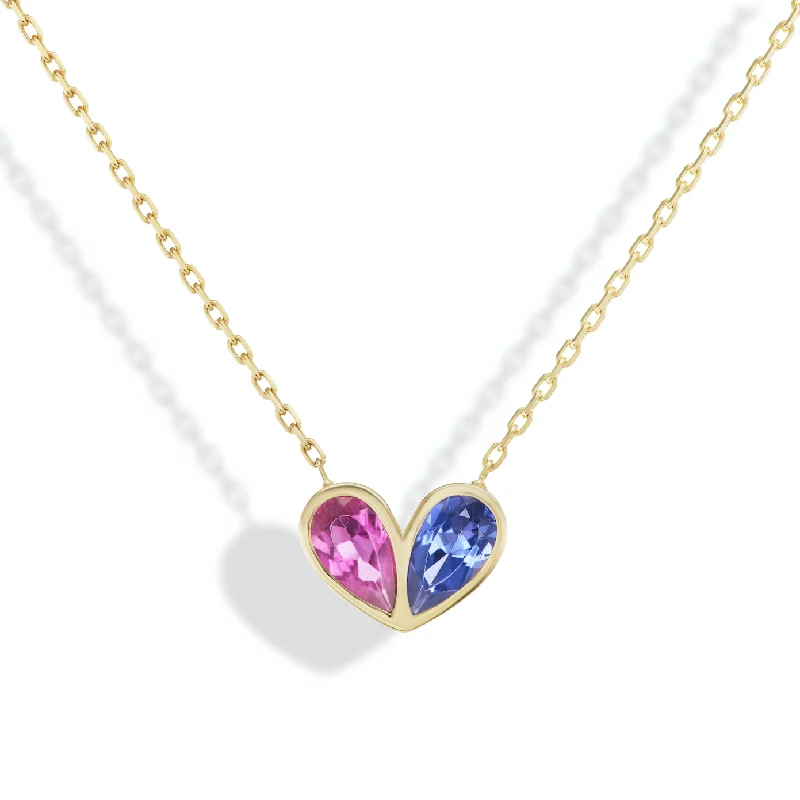 Jumbo Sweetheart Necklace Rubellite & Tanzanite