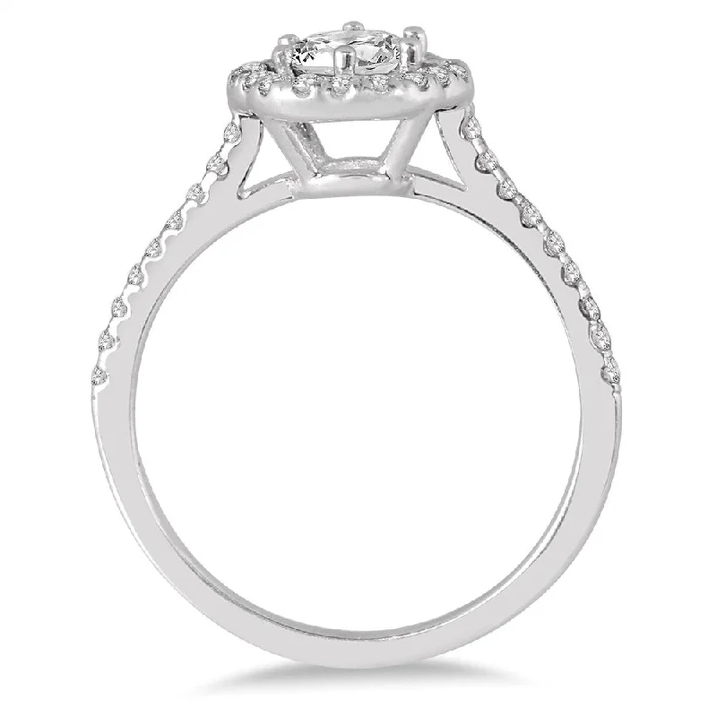 Marquee 14K White Gold 1 Carat TW Halo Diamond Engagement Ring