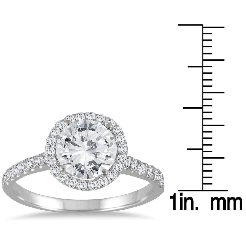 Marquee 14k White Gold 2ct TDW Halo Diamond Engagement Ring