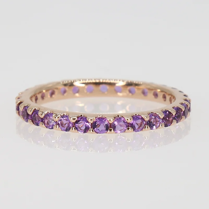 Miadora 10k Rose Gold Amethyst Stackable Eternity Wedding Band Ring