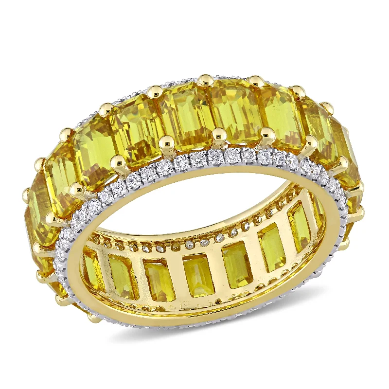 Miadora Octagon-cut Yellow Sapphire and 5/8ct TDW Diamond Full-Eternity Band in 14k Yellow Gold