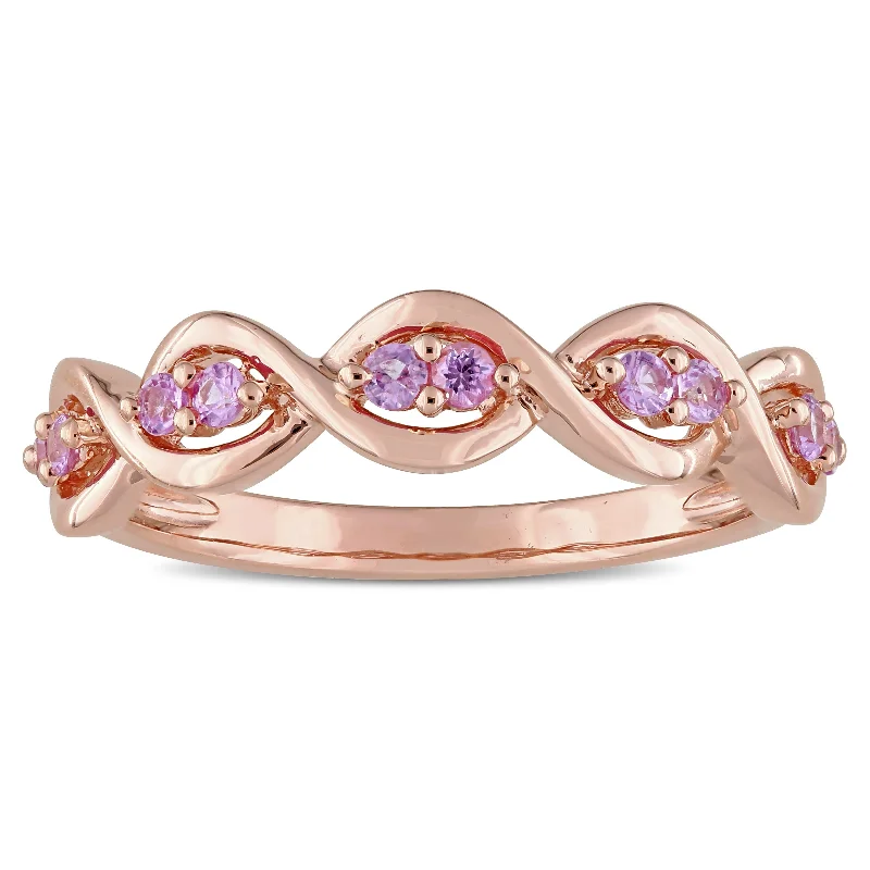 Miadora Signature Collection 14k Rose Gold Pink Sapphire Semi-Eternity Infinity Anniversary Band