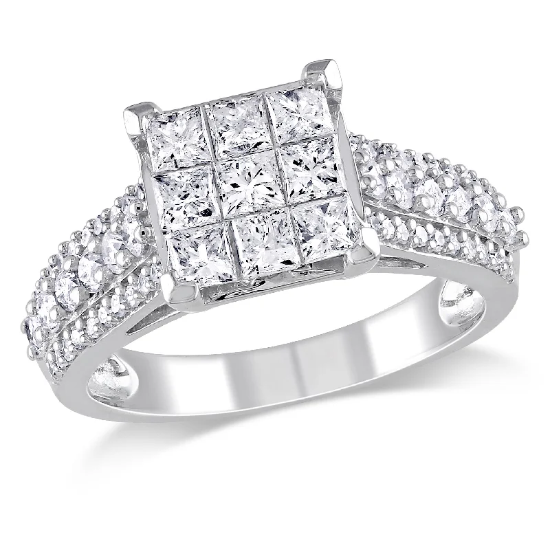 Mimi & Max 1 1/2ct TW Princess Cut Diamond Engagement Ring in 10k White Gold