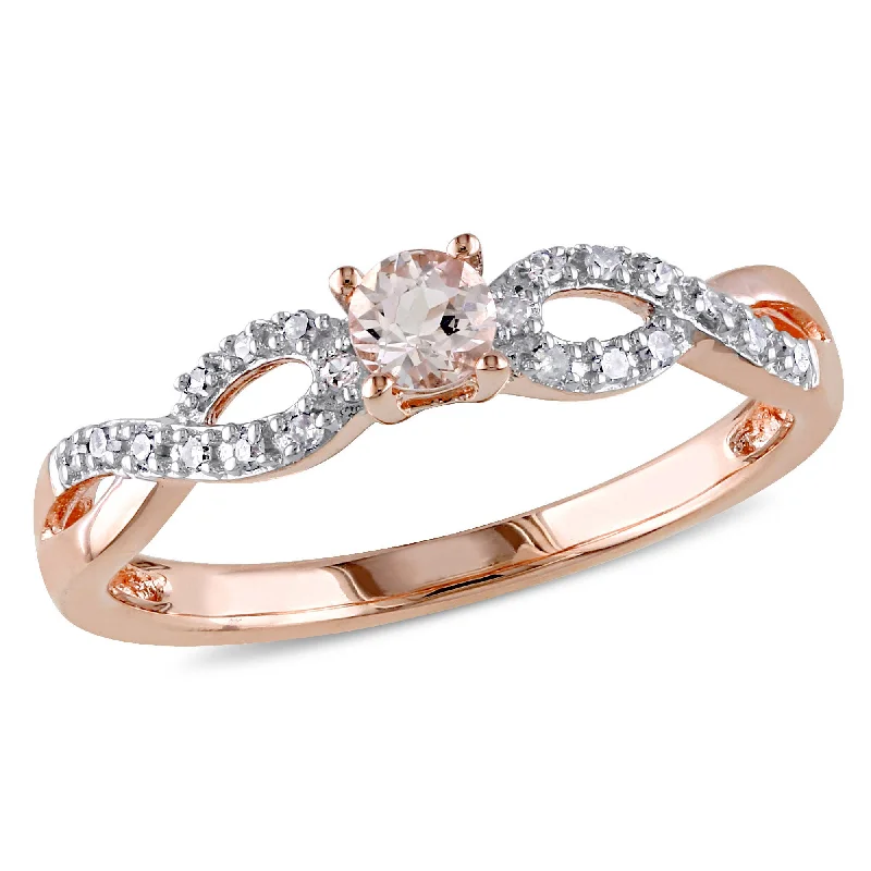 Mimi & Max 1/10ct TDW Diamond and Morganite Infinity Ring in Rose Silver