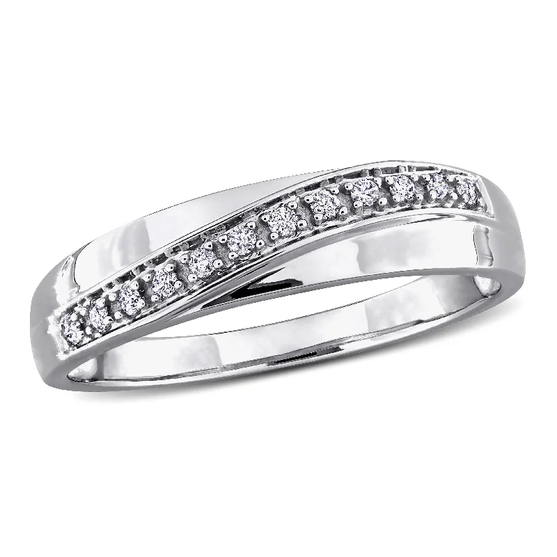 Mimi & Max 1/10ct TW Mens Crossover Diamond Wedding Band in 10k White Gold