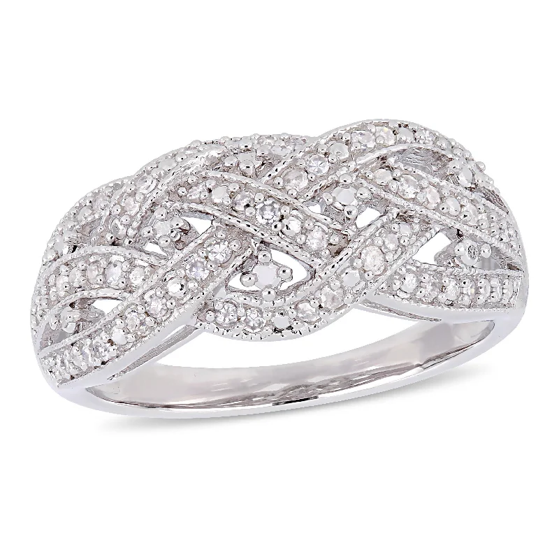 Mimi & Max 1/4ct TW Diamond Entwined Ring in Sterling Silver