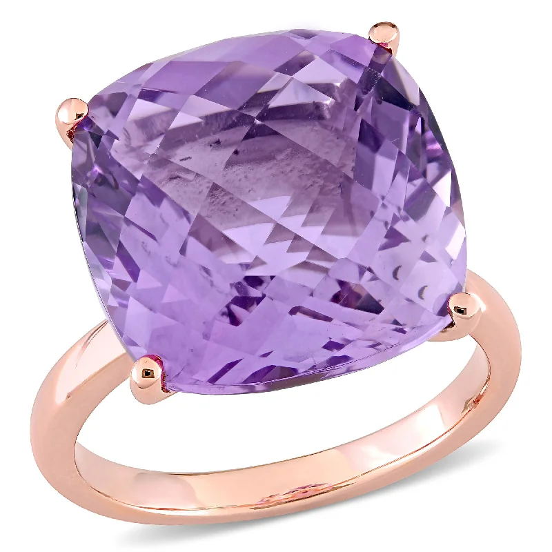 Mimi & Max 13 1/3ct TGW Pink Amethyst Cocktail Ring in 14k Rose Gold