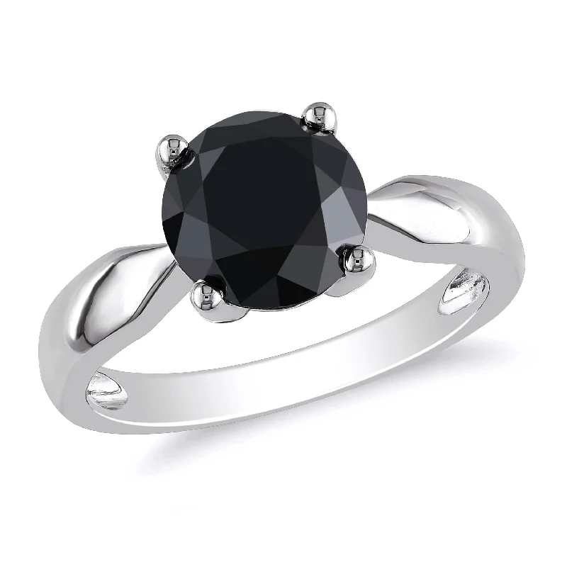 Mimi & Max 3ct TW Black Diamond Solitaire Engagement Ring in 10k White Gold