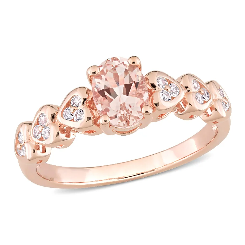 Mimi & Max 7/8ct TGW Morganite & White Topaz Ring in Rose Silver