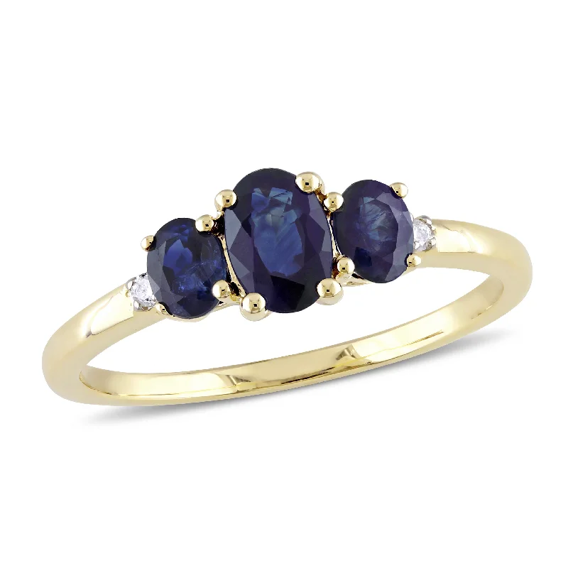 Mimi & Max Sapphire and Diamond 3-Stone Ring in 10k Yellow Gold