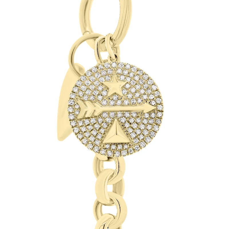 Pave Diamond Arrow, Star & Pyramid Disc Pendant