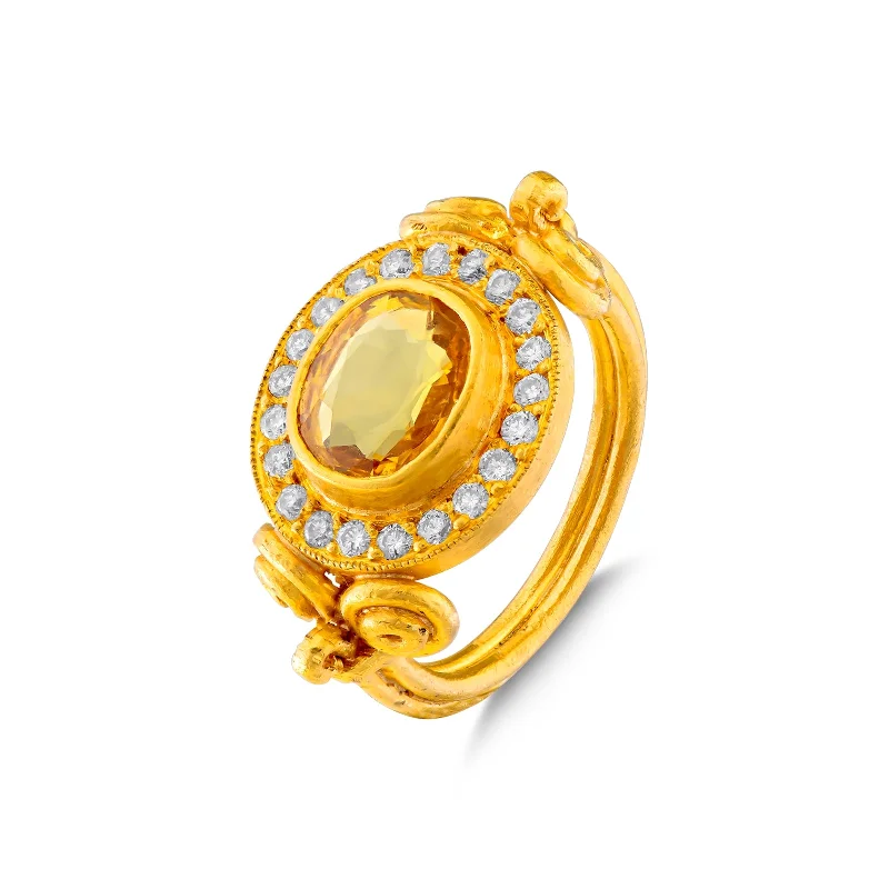 Ram's Head Ring with Yellow Sapphire