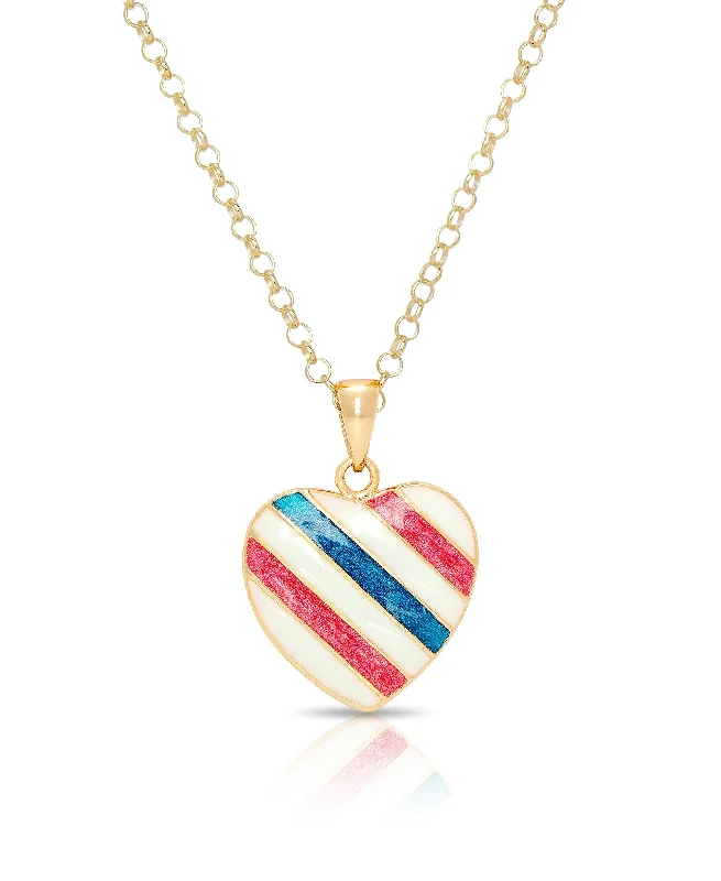 Striped Heart Pendant (Red White & Blue)