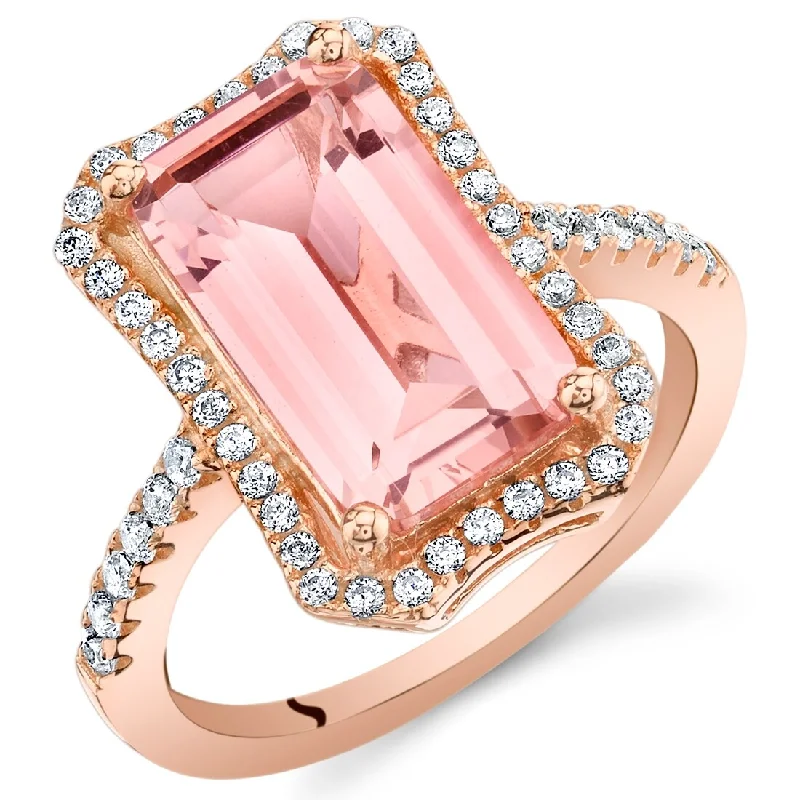 Rose Tone Sterling Silver 4.5 ct Created Morganite Ring