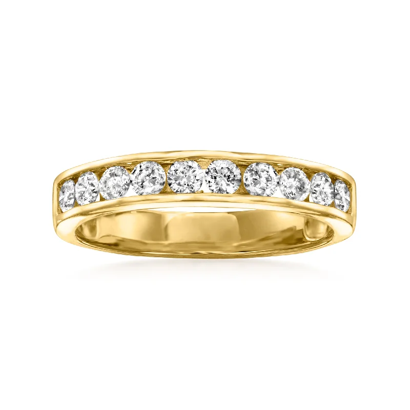 Ross-Simons Channel-Set Diamond Wedding Band in 14kt Yellow Gold