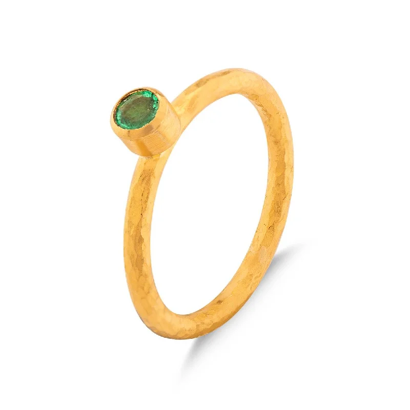 Emerald Solitaire Band Ring