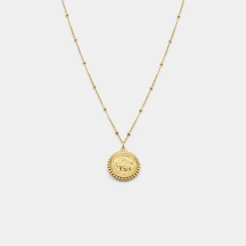 St. Christopher Satellite Coin Necklace - Gold