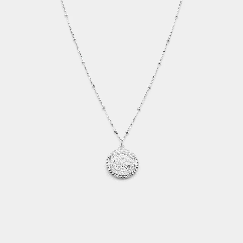 St. Christopher Satellite Coin Necklace - Silver