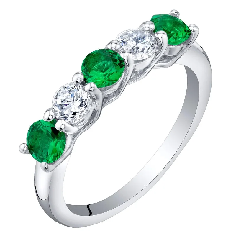 Sterling Silver 0.5 ct Created Emerald Stackable Ring