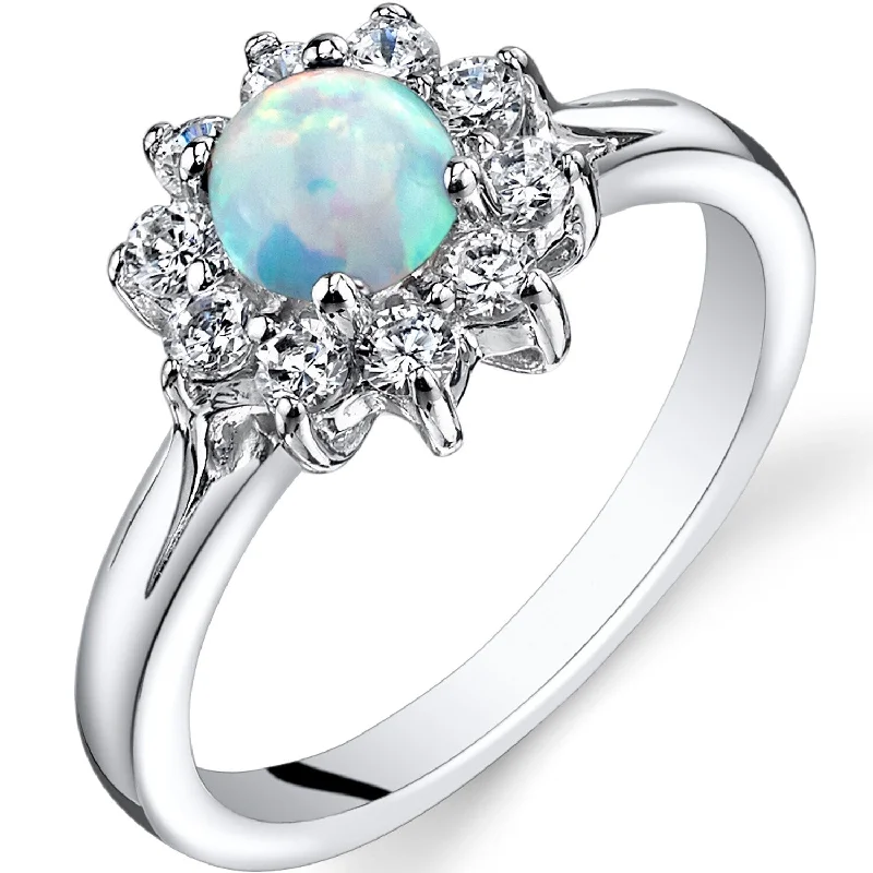 Sterling Silver 0.5 ct White Opal Ring