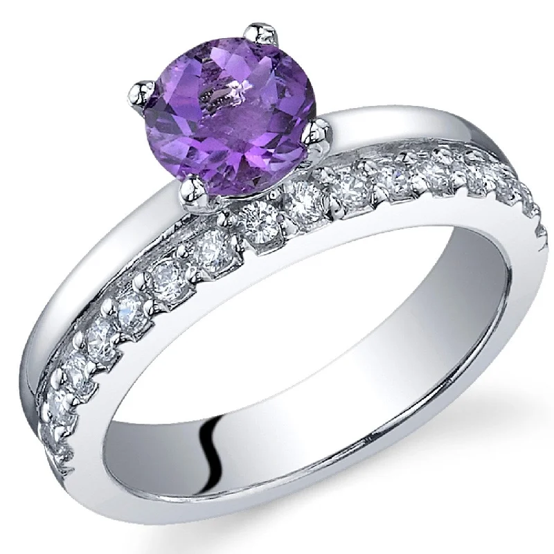 Sterling Silver 0.75 ct Amethyst Birthstone Ring