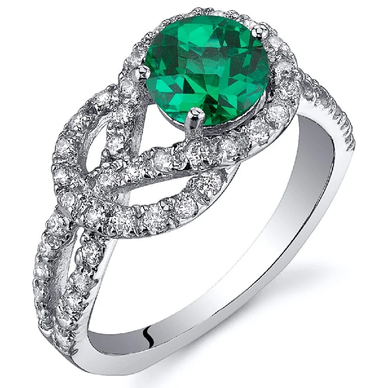 Sterling Silver 0.75 ct Created Emerald Birthstone Ring