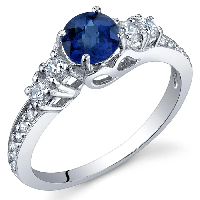 Sterling Silver 0.75 ct Created Sapphire Birthstone Ring