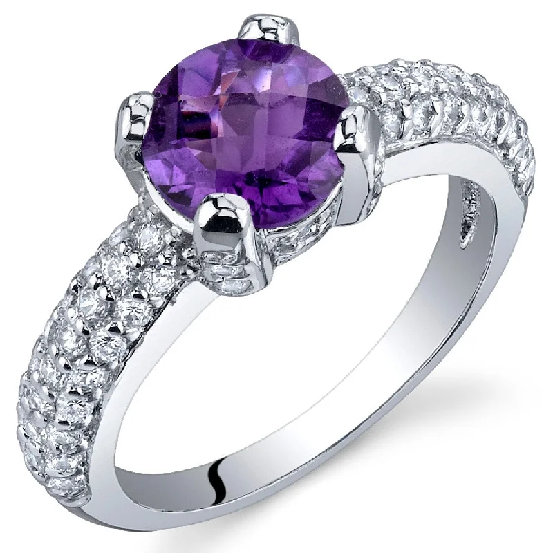 Sterling Silver 1.25 ct Amethyst Birthstone Ring