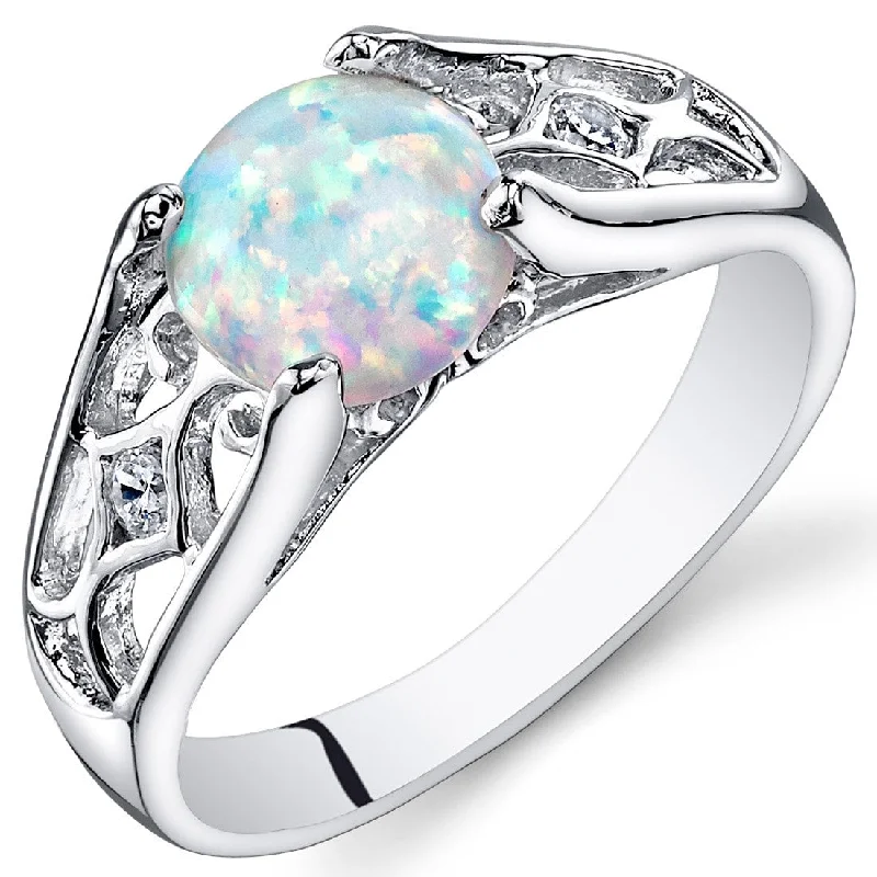 Sterling Silver 1.25 ct White Opal Ring