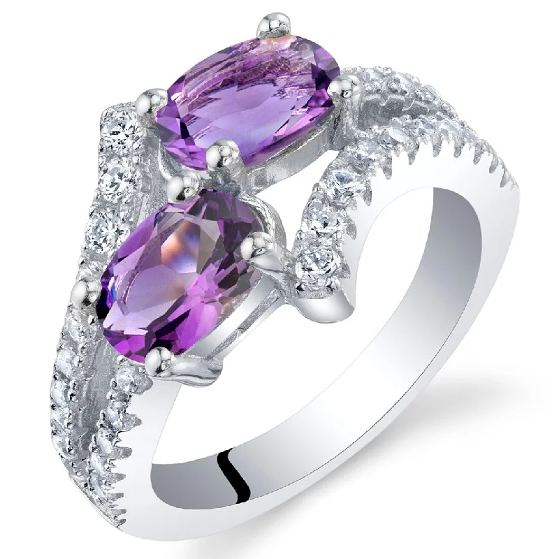 Sterling Silver 1.5 ct Amethyst Birthstone Ring