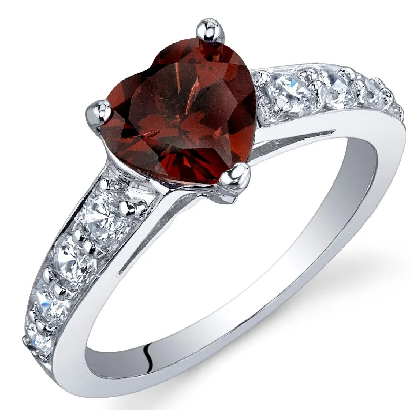 Sterling Silver 1.5 ct Garnet Birthstone Ring