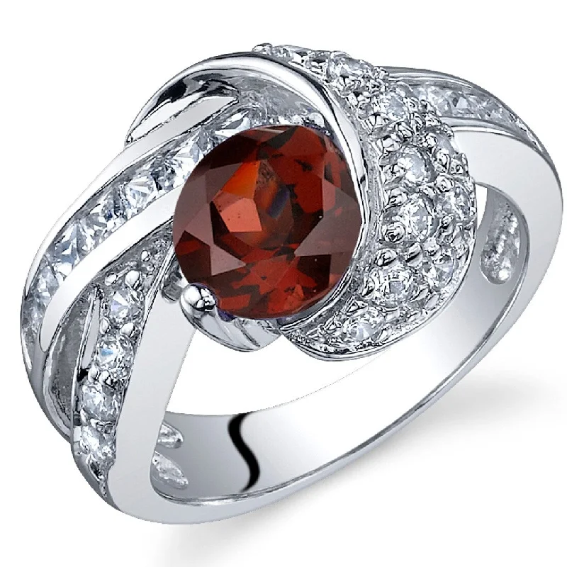 Sterling Silver 1.5 ct Garnet Birthstone Ring