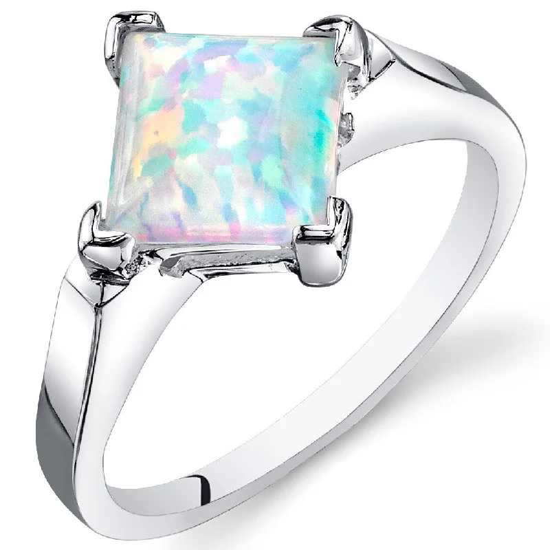 Sterling Silver 1.5 ct White Opal Ring