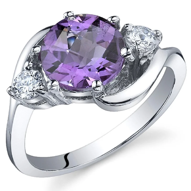 Sterling Silver 1.75 ct Amethyst Birthstone Ring