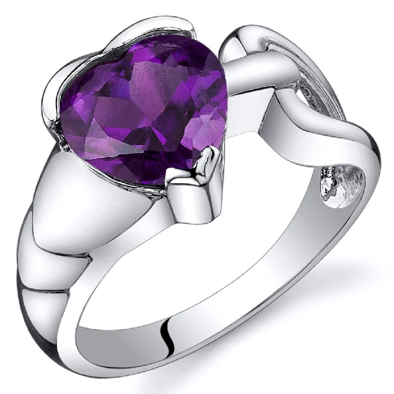 Sterling Silver 1.75 ct Amethyst Solitaire Ring