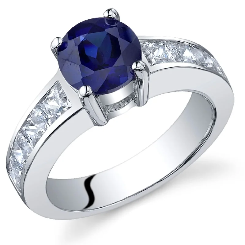 Sterling Silver 1.75 ct Created Sapphire Birthstone Ring