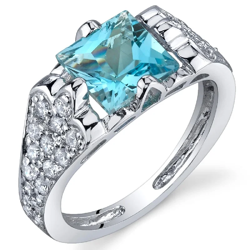 Sterling Silver 1.75 ct Swiss Blue Topaz Birthstone Ring