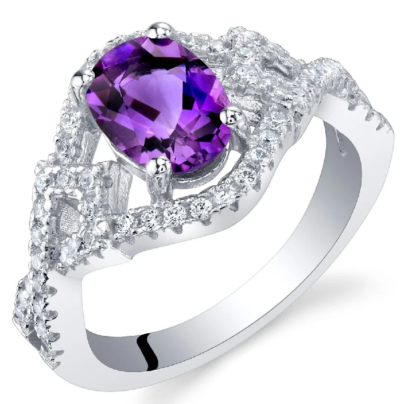 Sterling Silver 1 ct Amethyst Birthstone Ring