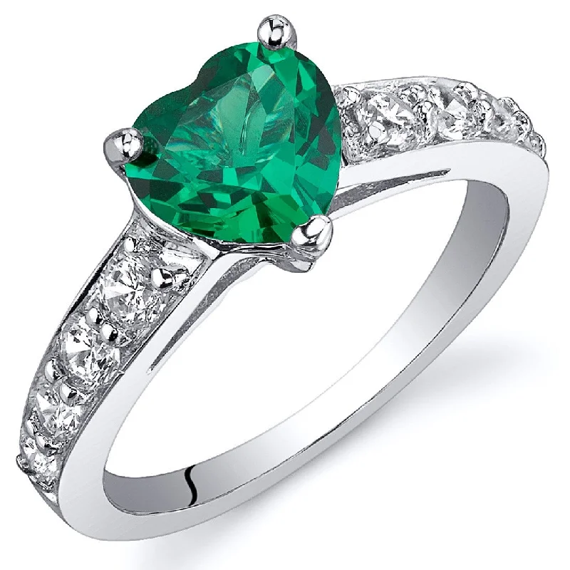 Sterling Silver 1 ct Created Emerald Promise Ring