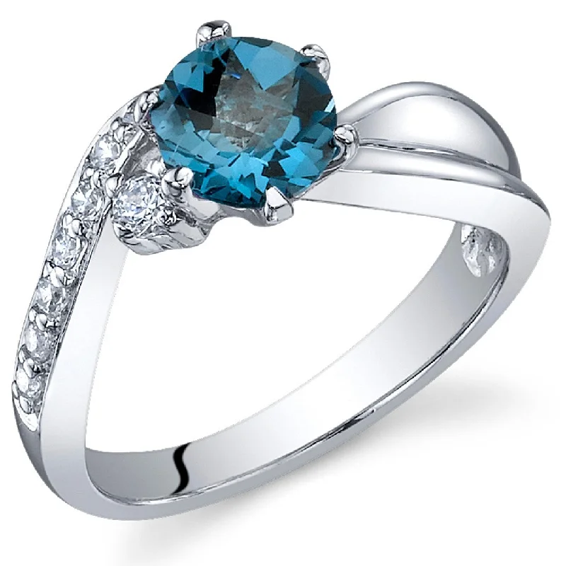 Sterling Silver 1 ct London Blue Topaz Birthstone Ring