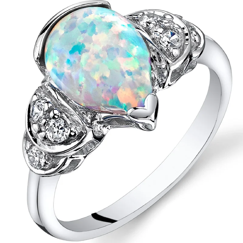 Sterling Silver 1 ct White Opal Ring