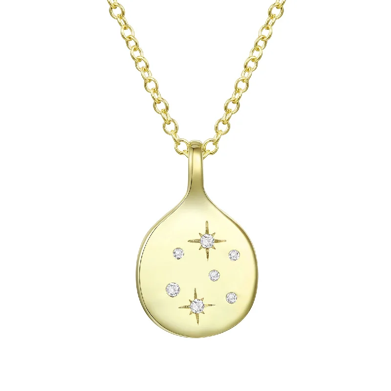 Sterling Silver 14K Gold Plated Cubic Zirconia Pendant Necklace