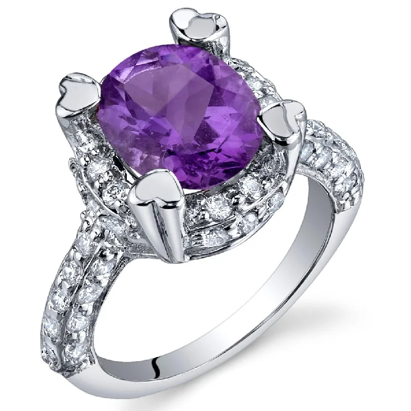 Sterling Silver 2.25 ct Amethyst Birthstone Ring