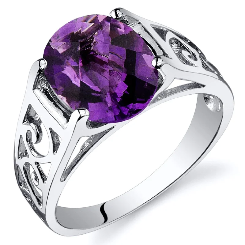 Sterling Silver 2.25 ct Amethyst Solitaire Ring