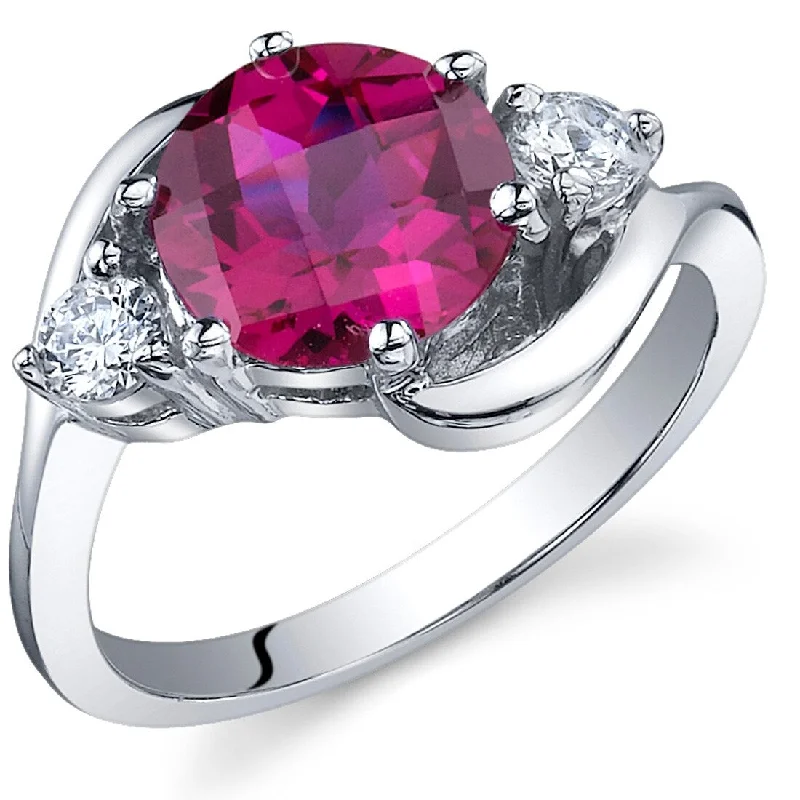 Sterling Silver 2.25 ct Created Ruby Birthstone Ring