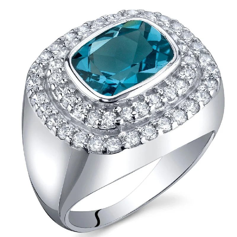 Sterling Silver 2.25 ct London Blue Topaz Cocktail Ring